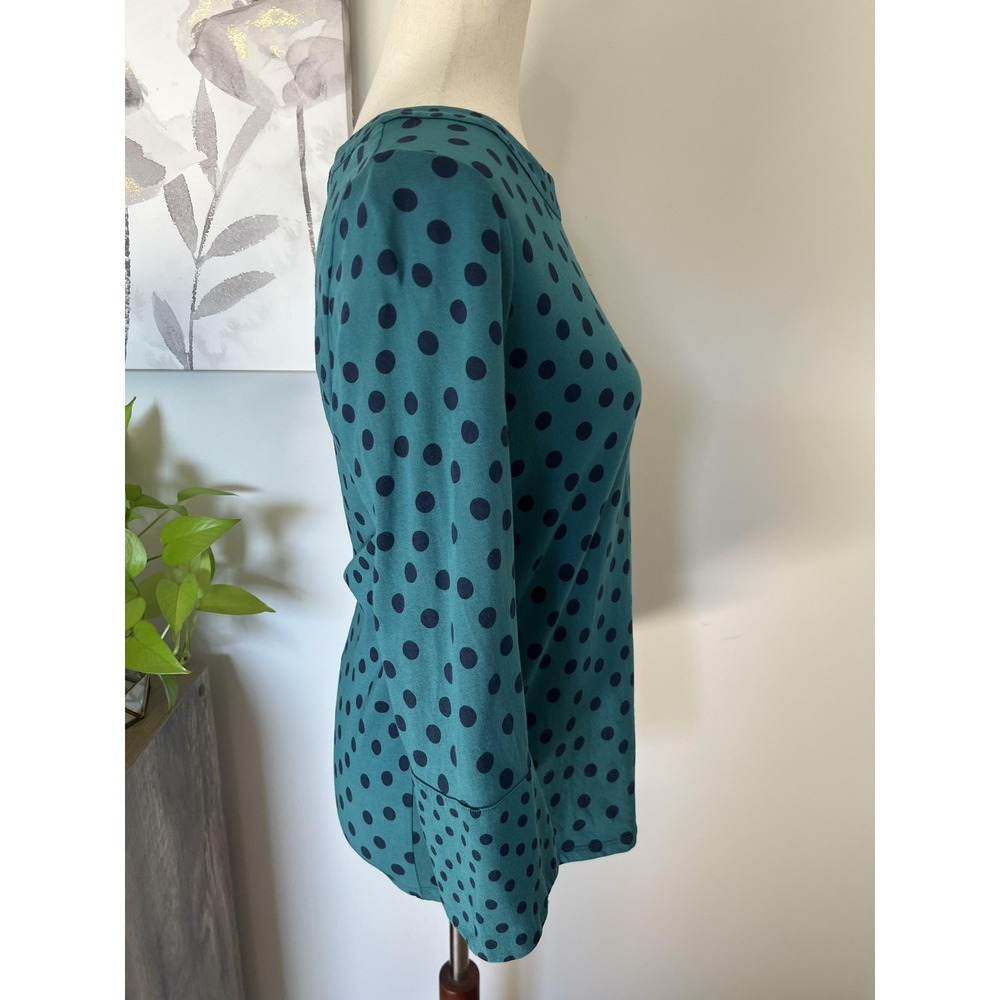 Boden Polka Dot Top Womens 8‎ Blue Jersey Bell Sleeve Blouse Casual Boho - Picture 4 of 8